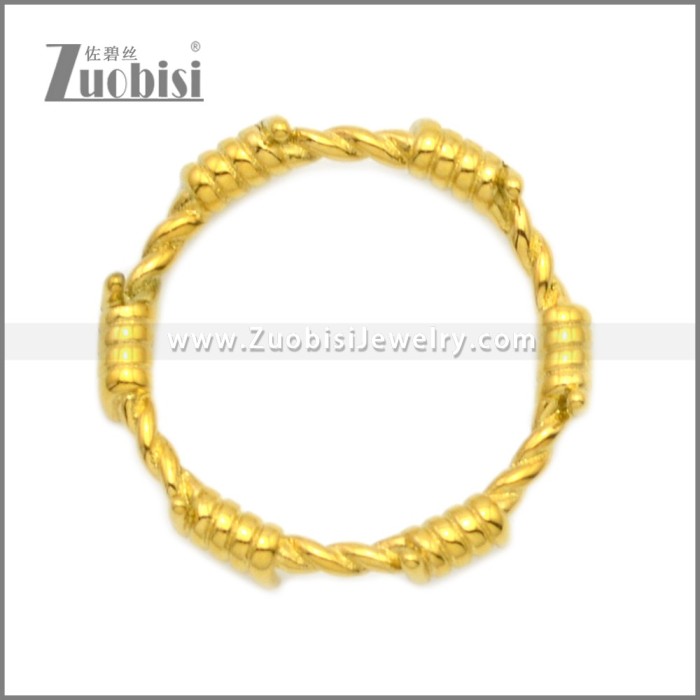 Shiny Gold Plating Stainless Steel Barbed Wire Ring r008966G