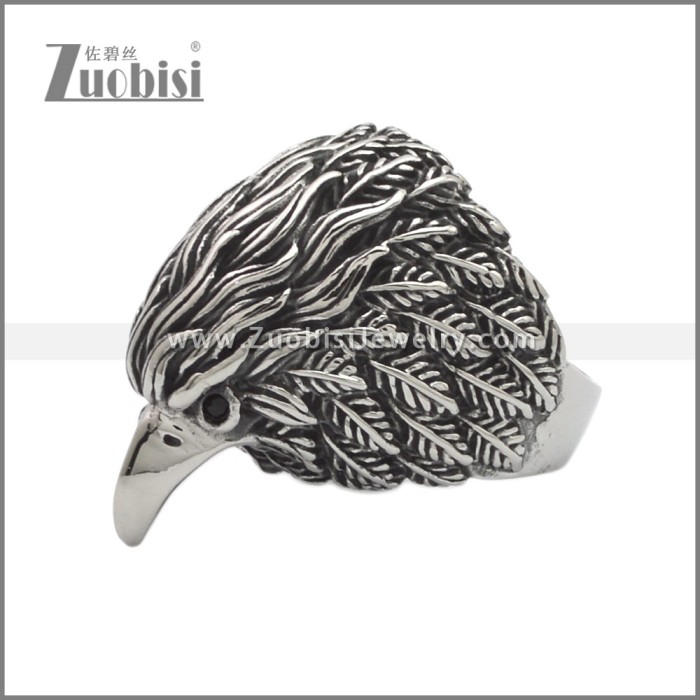 Stainless Steel Black Eyeball Eagle Ring r008998SA2