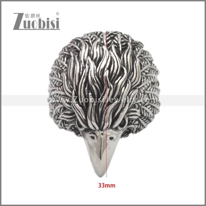 Stainless Steel Black Eyeball Eagle Ring r008998SA2
