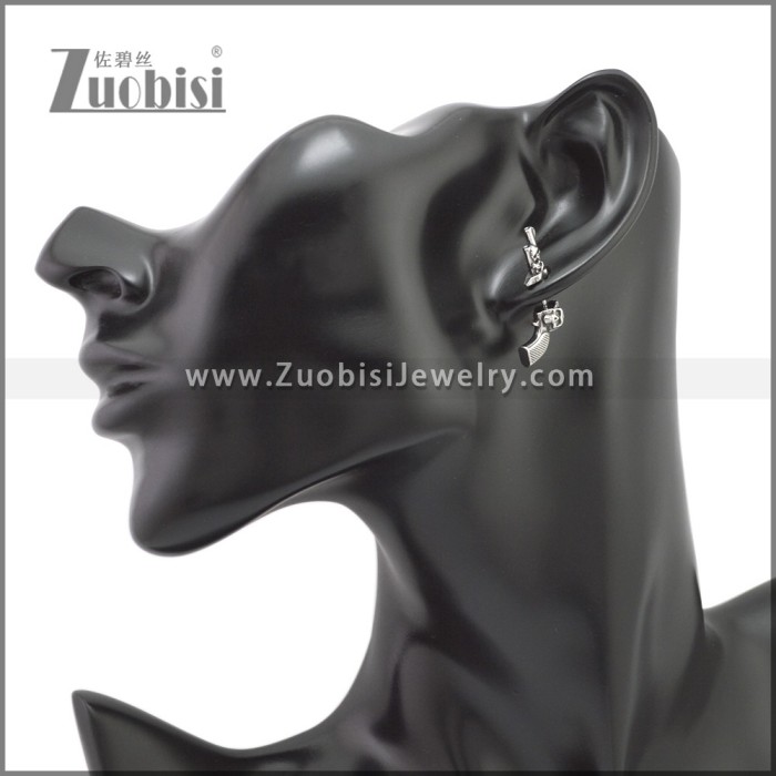 Stainless Steel Skull Piercing Gun Earring e002240SA