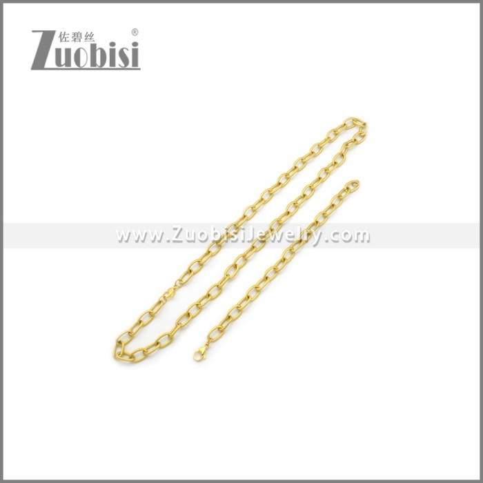9mm Wide Gold Plating Stainless Steel Jewelry Set s002983G