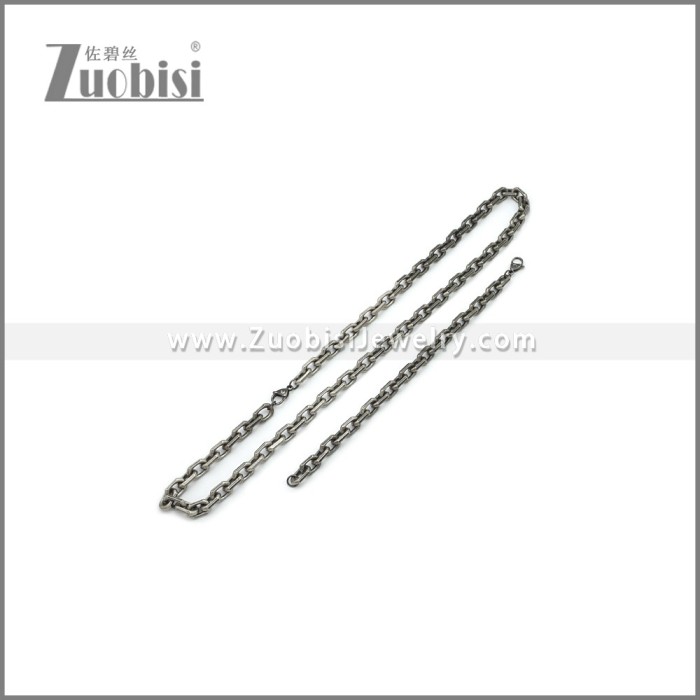 8mm Wide Stainless Steel Jewelry Set s002985A