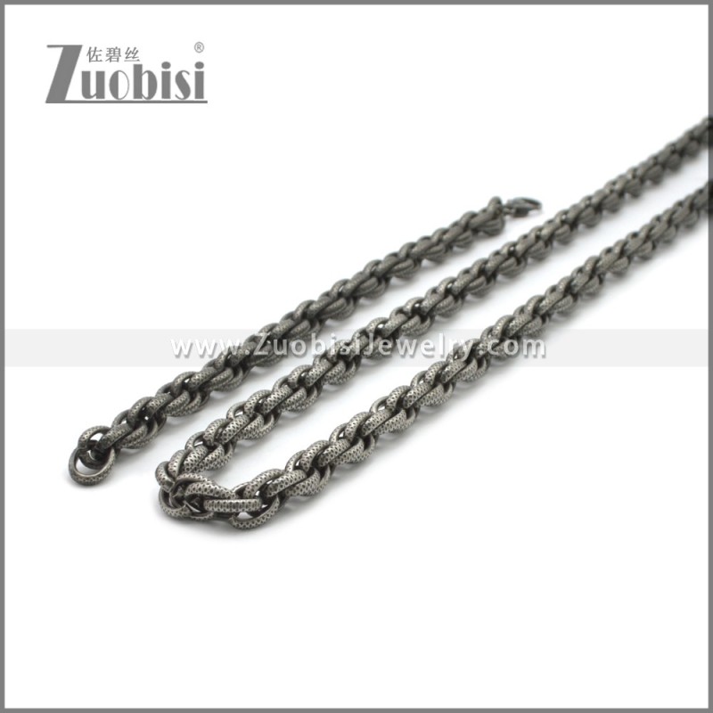 8mm Wide Stainless Steel Jewelry Set s002986A