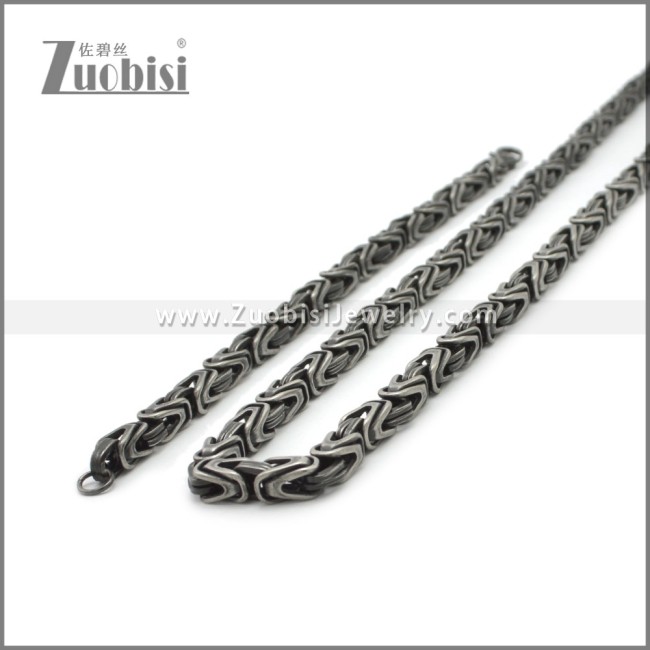 0.6CM Wide Black Stainless Steel Jewelry Set s002982A