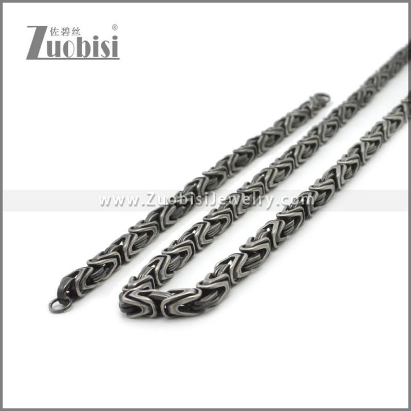 0.6CM Wide Black Stainless Steel Jewelry Set s002982A