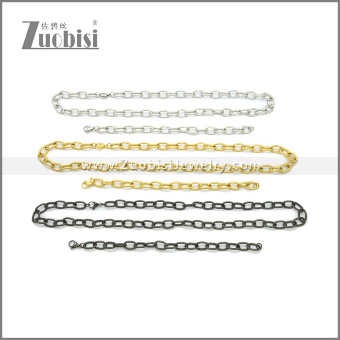 9mm Black Stainless Steel Jewelry Set s002983A
