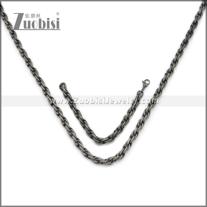 8mm Wide Stainless Steel Jewelry Set s002986A