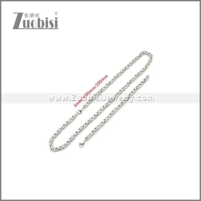 6MM Wide Stainless Steel Jewelry Set s002982S