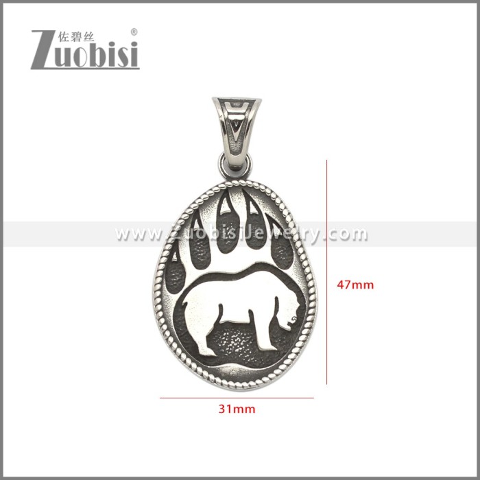 Norse Stainless Steel Viking Bear Pendant p011177SA