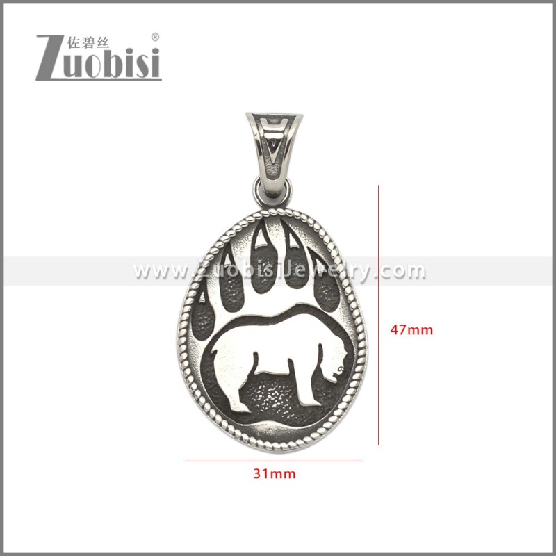 Norse Stainless Steel Viking Bear Pendant p011177SA