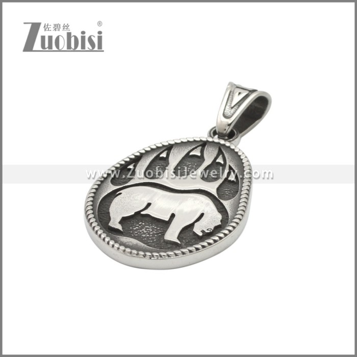 Norse Stainless Steel Viking Bear Pendant p011177SA
