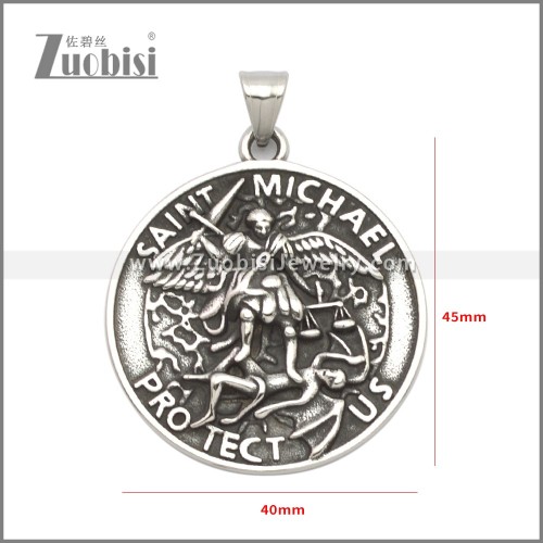Stainless Steel Saint Michael Protect US Pendant p011152SA