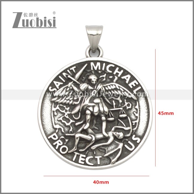 Stainless Steel Saint Michael Protect US Pendant p011152SA