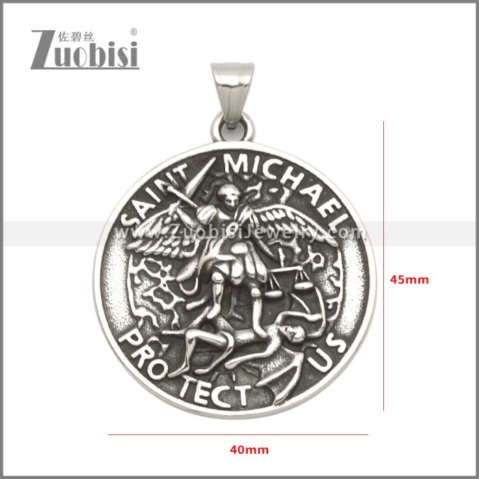 Stainless Steel Saint Michael Protect US Pendant p011152SA