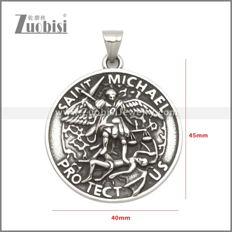 Stainless Steel Saint Michael Protect US Pendant p011152SA