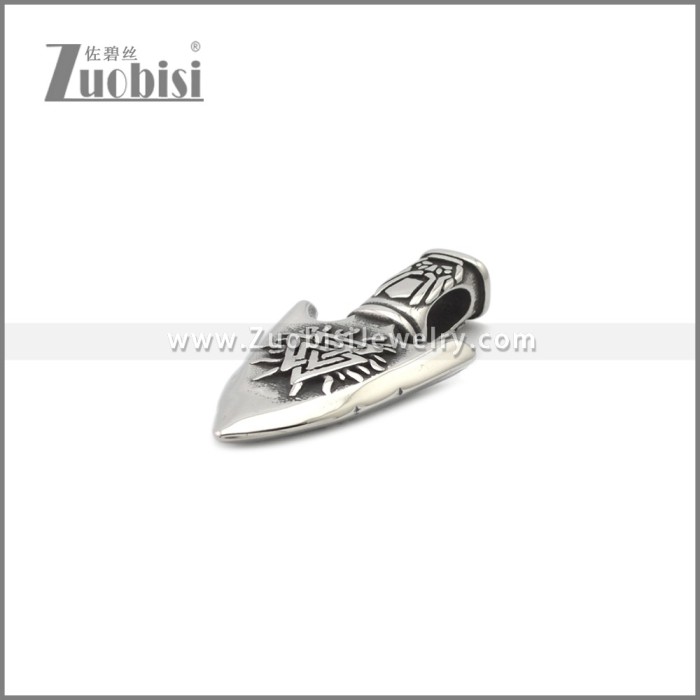 Stainless Steel Oden Viking Axe Pendant Silver p011210SA