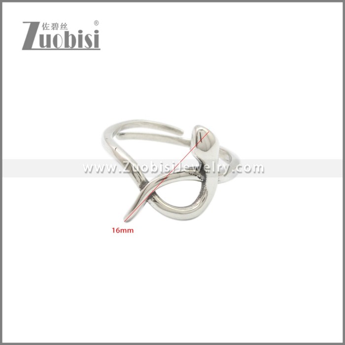 925 Sterling Silver Snake Resizable Ring r009128S