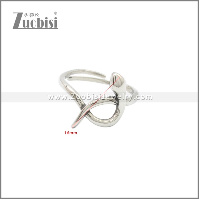 925 Sterling Silver Snake Resizable Ring r009128S