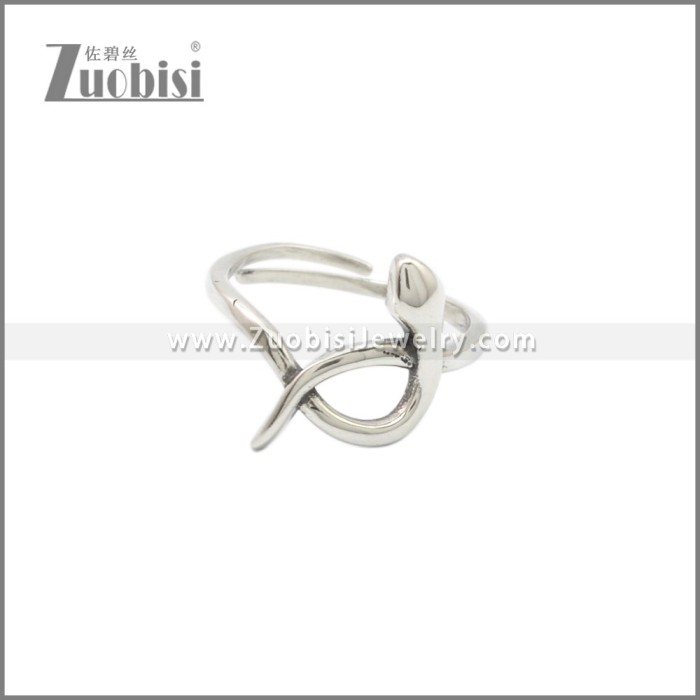 925 Sterling Silver Snake Resizable Ring r009128S