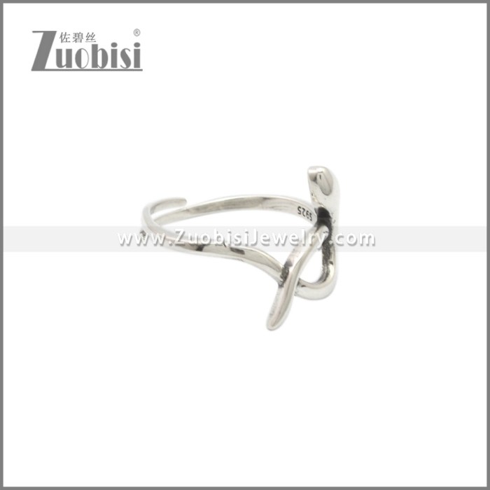 925 Sterling Silver Snake Resizable Ring r009128S