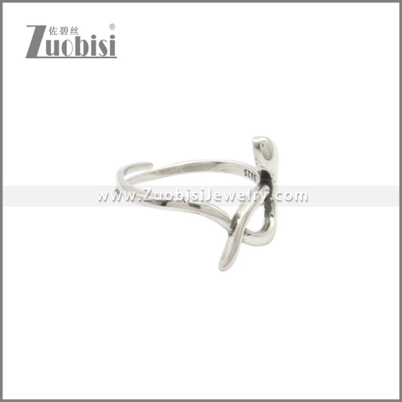 925 Sterling Silver Snake Resizable Ring r009128S