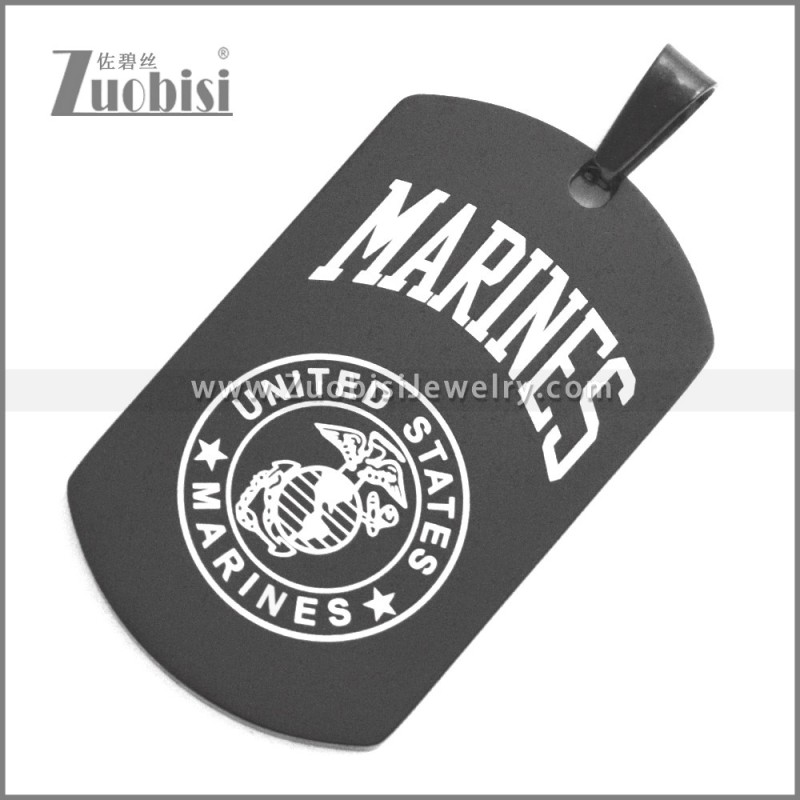 Black Stainless Steel Marines Dog Tag Pendant p010423H1