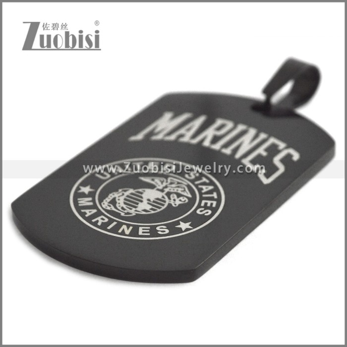 Black Stainless Steel Marines Dog Tag Pendant p010423H1