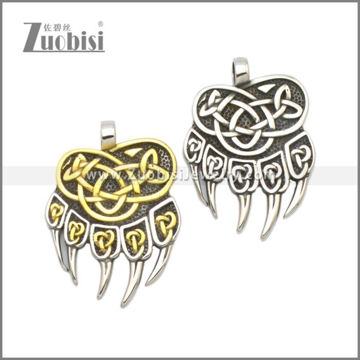 Stainless Steel Bear Paw Pendant with 2 sides Pattern p011228SA