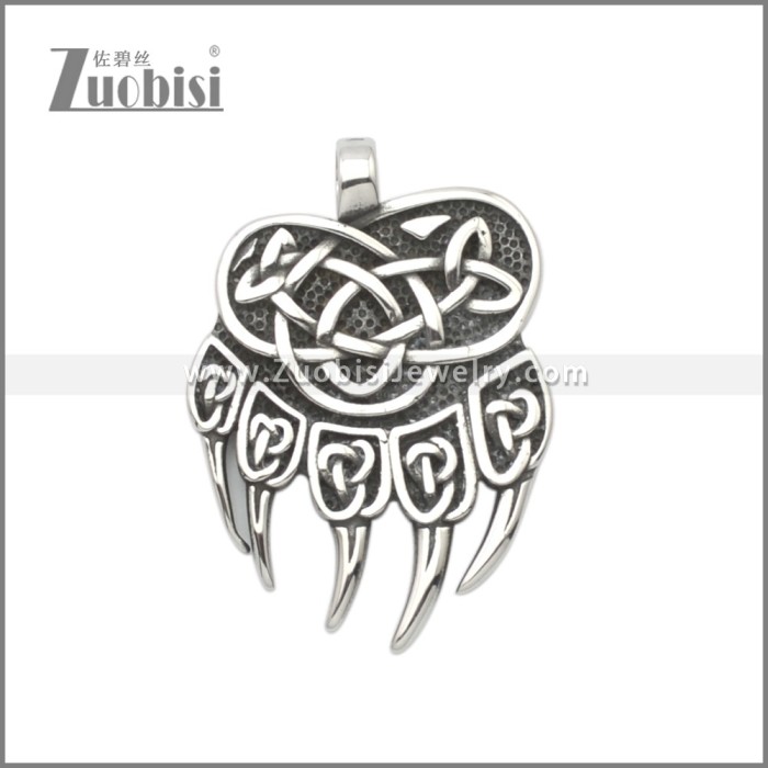 Stainless Steel Bear Paw Pendant with 2 sides Pattern p011228SA
