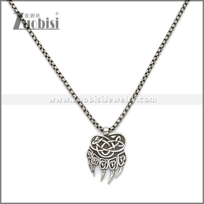 Stainless Steel Bear Paw Pendant with 2 sides Pattern p011228SA