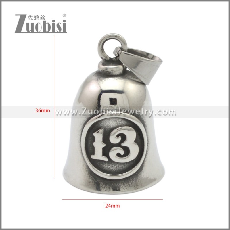 Number 13 Biker Bell Pendant p011231S