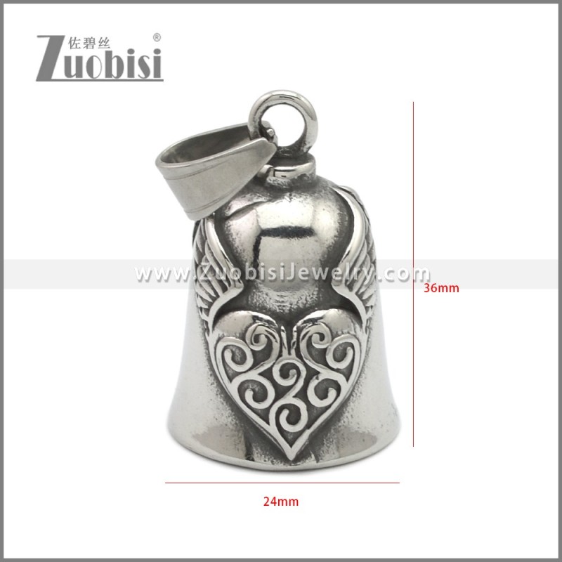 Flying Heart Biker Bell Pendant p011229S