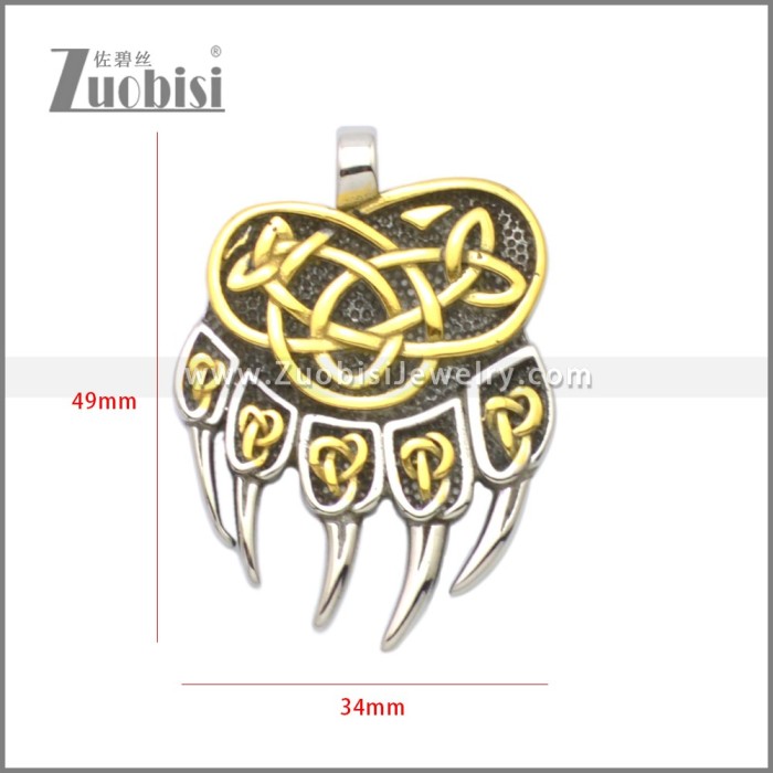Stainless Steel Bear Paw Viking Pendant p011228SG