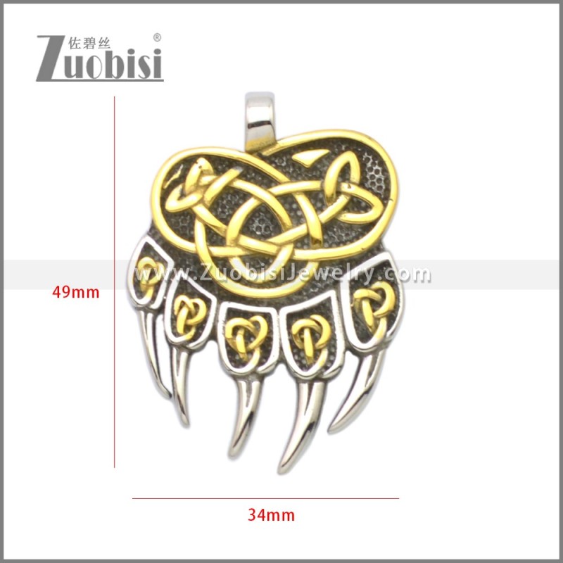 Stainless Steel Bear Paw Viking Pendant p011228SG