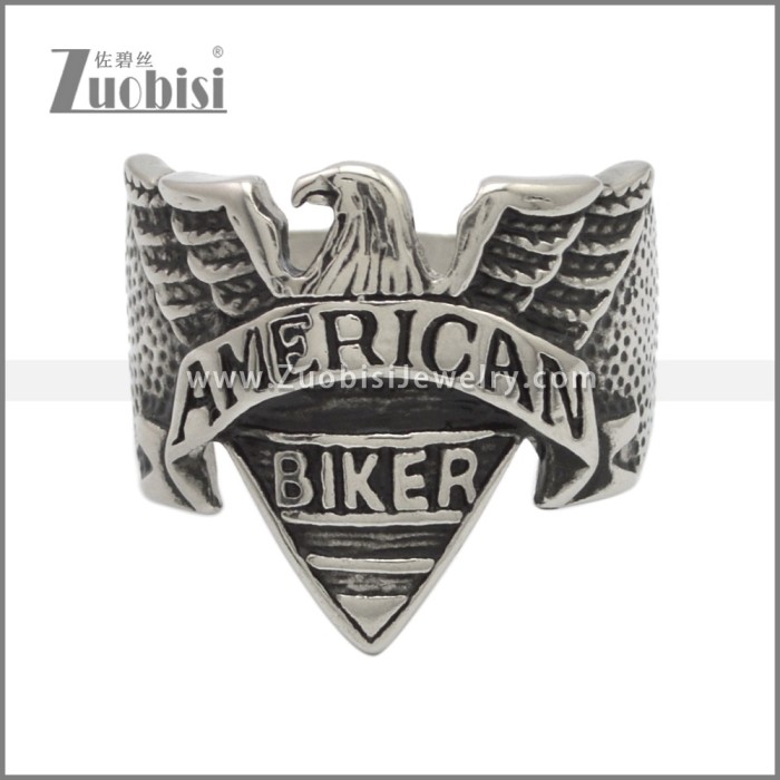 Good Quality 316L Stainless Steel American Eagle Biker Ring r000887