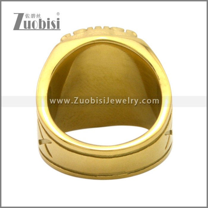 Gold Plated Thor Hammer Stainless Steel Viking Rings r009198G