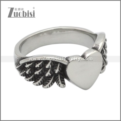 Stainless Steel Wing Heart Rings for Lady Bike Riders r009197SH