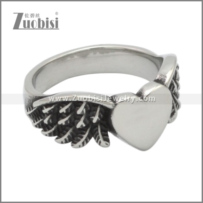 Stainless Steel Wing Heart Rings for Lady Bike Riders r009197SH