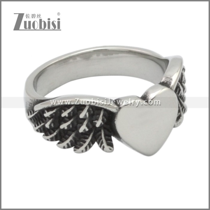 Stainless Steel Wing Heart Rings for Lady Bike Riders r009197SH