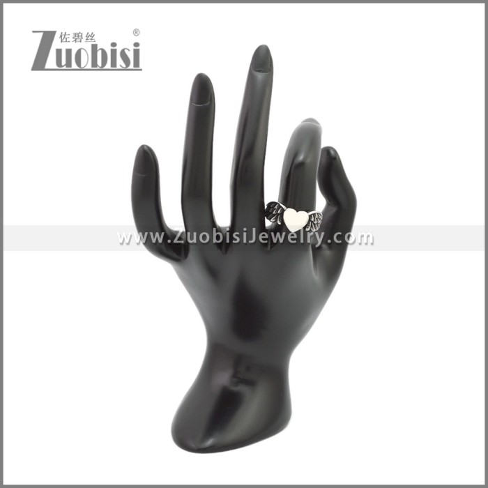 Stainless Steel Wing Heart Rings for Lady Bike Riders r009197SH