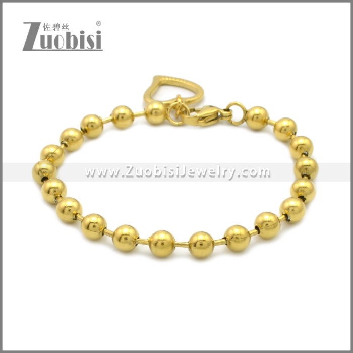 Gold Plated Stainless Steel Heart Bracelet b010218G