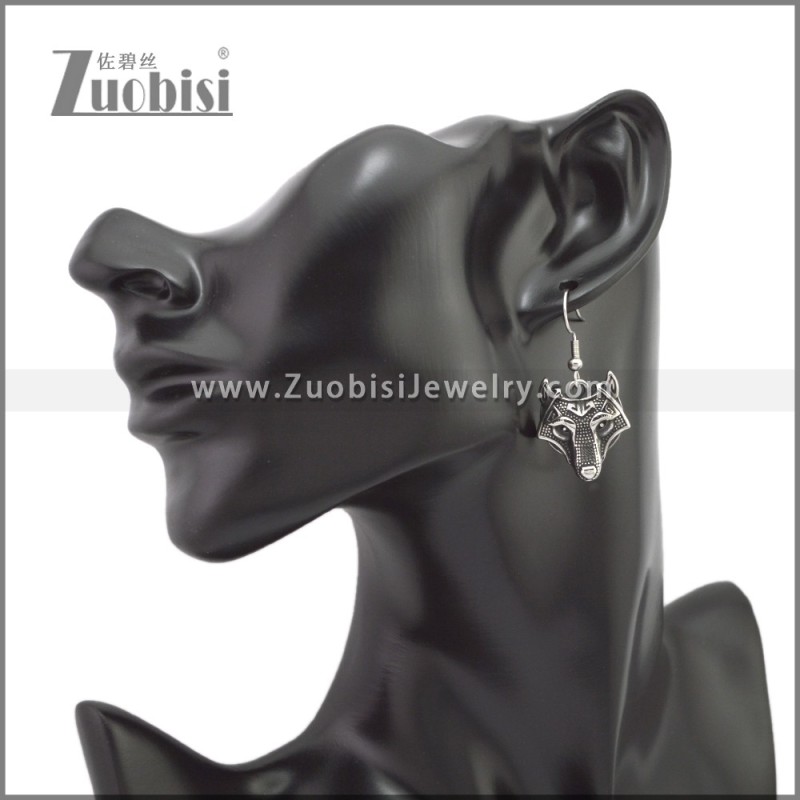 Viking Wolf Stainless Steel Hook Earrings e002250SA