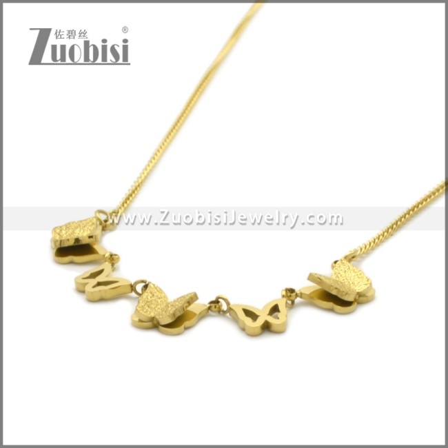 Golden Stainless Steel Butterfly Necklace n003329G