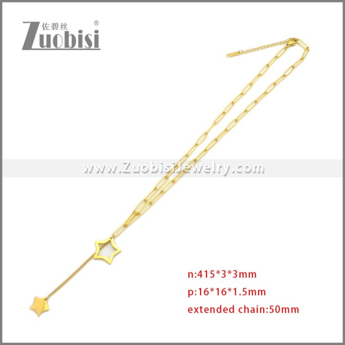 Stainless Steel Star Necklace Gold n003341G
