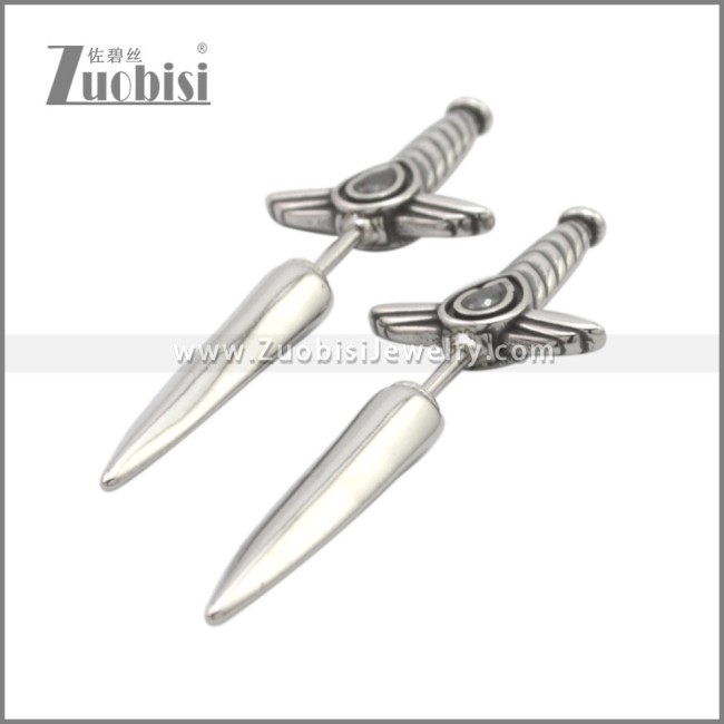 Stainless Steel Dagger Stud Earrings e002270S