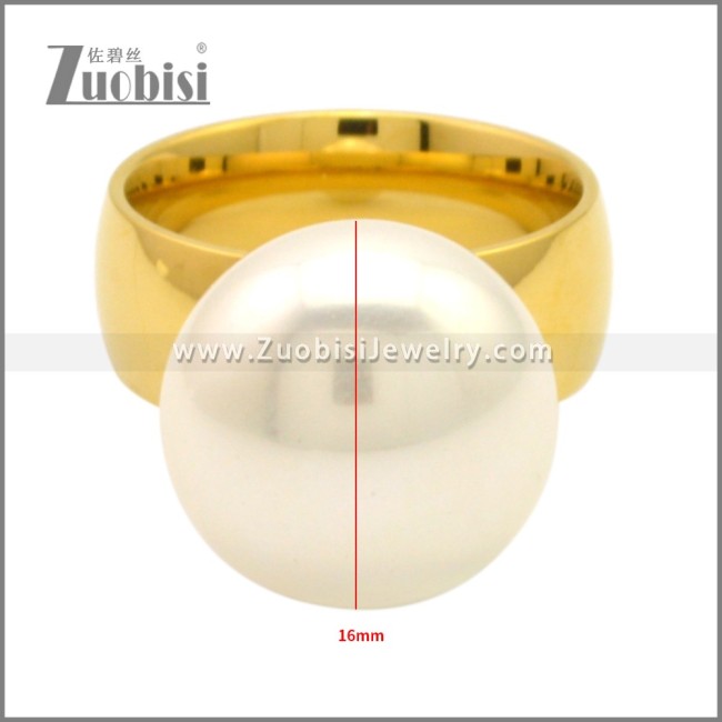 Big Gold Plating Stainless Steel Pearl Rings r009440G