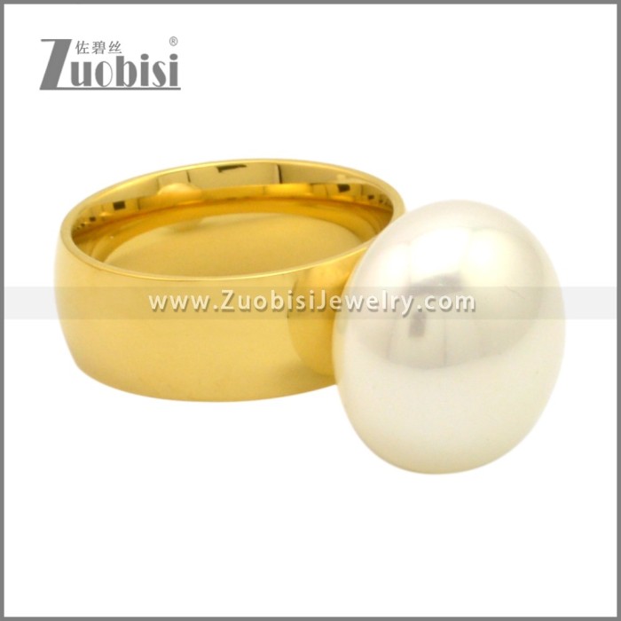 Big Gold Plating Stainless Steel Pearl Rings r009440G
