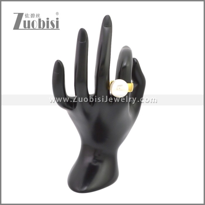Big Gold Plating Stainless Steel Pearl Rings r009440G