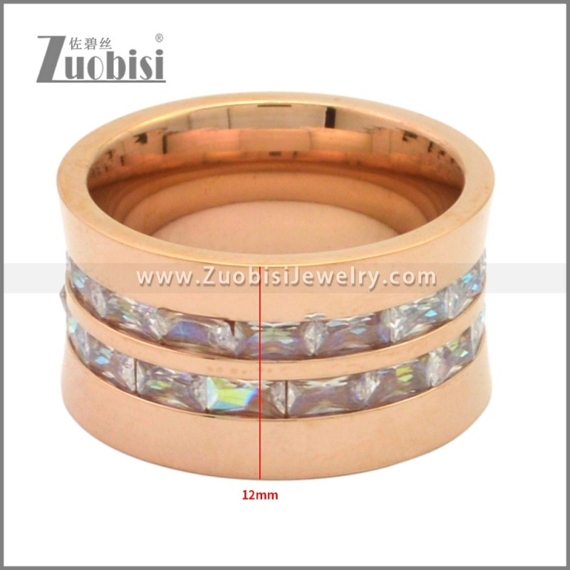 Bling Rose Gold Plated Stainless Steel Iced Out Ring r009468R