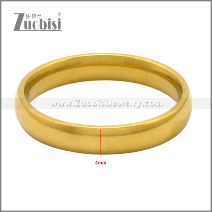 0.40CM Wide Gold Plated Stainless Steel Rings r009500G (price for 10pcs)